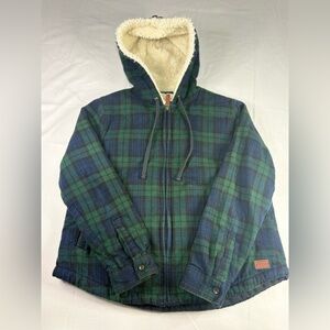 Women’s LL Bean Scotch Plaid Sherpa Lined Zip Up | $40